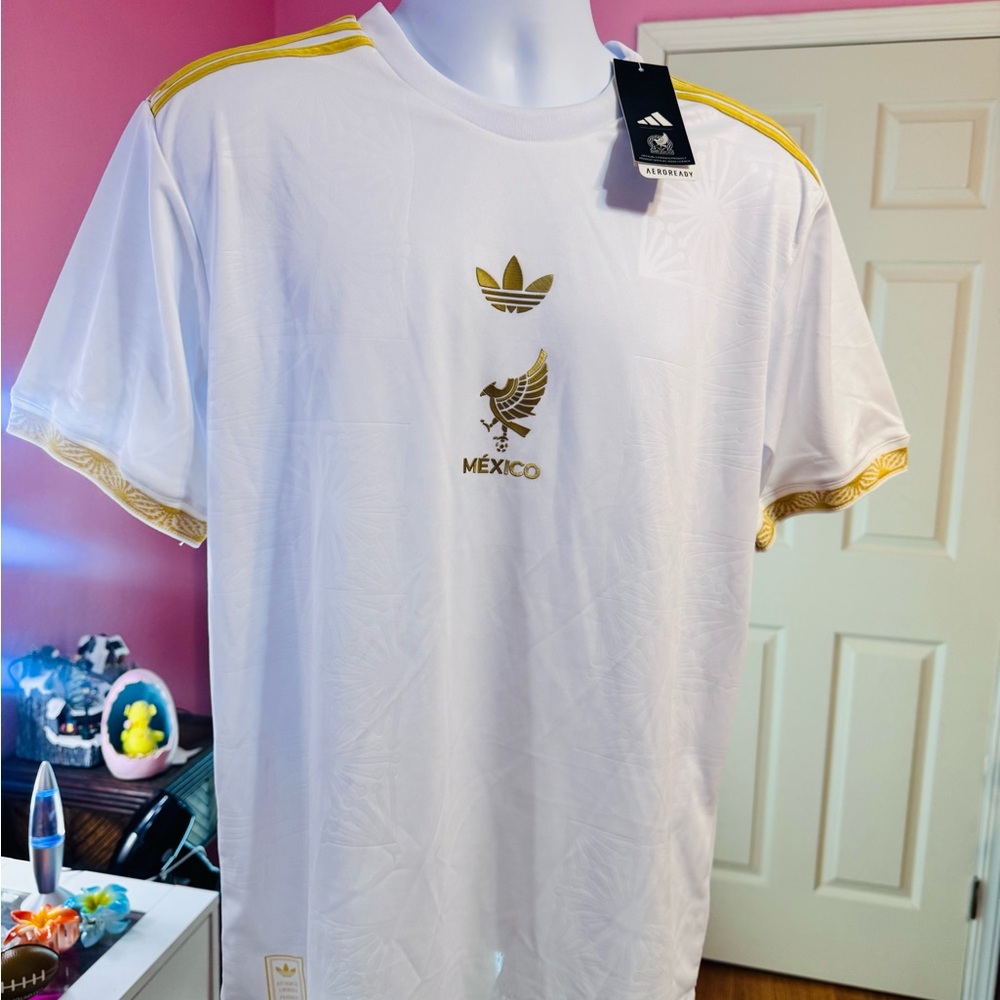 White and Gold Mexico Jersey